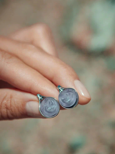 Серьги "Чарующий лед" сиреневые