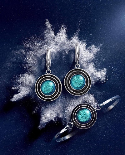 Комплект "Вулканическое озеро" с браслетом