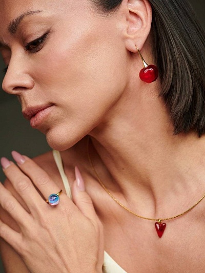 Серьги "Черешни" золотистые