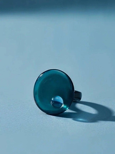 Кольцо "Байкальское НЛО" грозовое облако с синей каплей