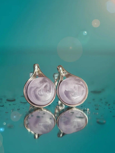Серьги "Чарующий лед" сиреневые