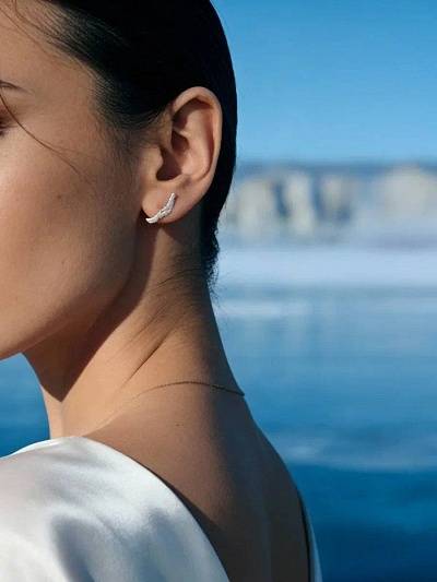 Серьги-гвоздики "Линия Байкала"