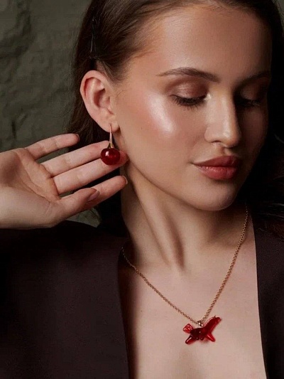 Серьги "Черешни" золотистые