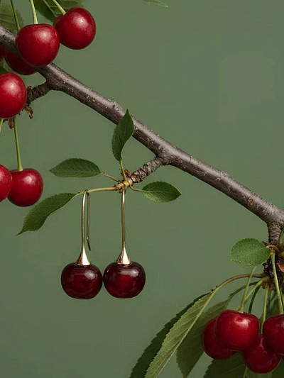 Серьги "Черешни" золотистые