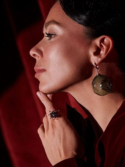 Моносерьга "Облако желаний" пепельный