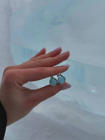 Серьги "Чарующий лед" голубые