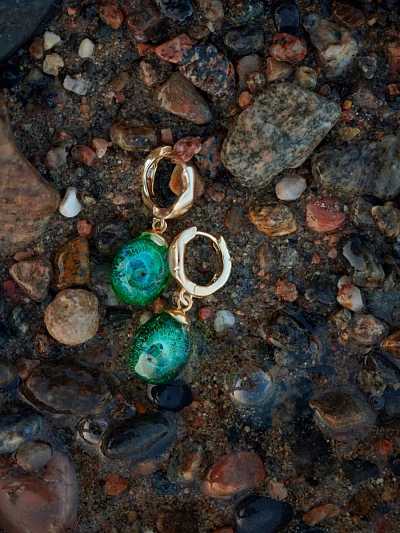 Серьги "Байкальские самоцветы" изумруд