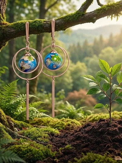 Серьги "Земля в иллюминаторе"