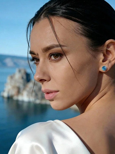 Серьги-гвоздики "Линия Байкала"