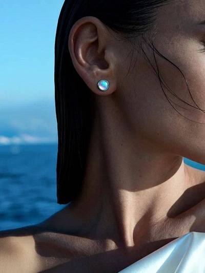 Серьги-гвоздики "Глубина Байкала"