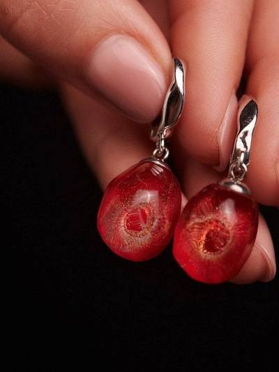 Серьги "Байкальские самоцветы" сангрия