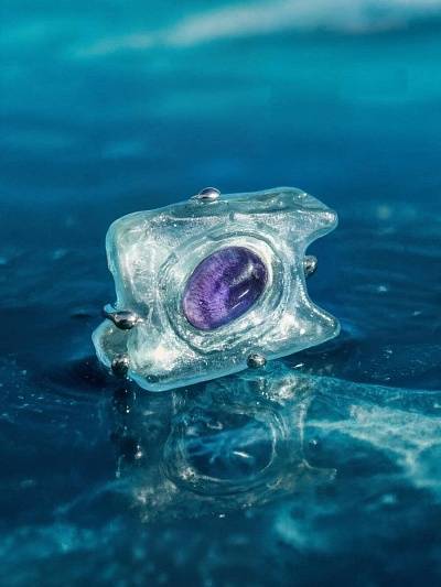 Кольцо "Чарующий лед" голубой